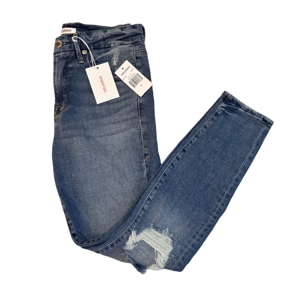 Good American Good Legs Crop High Waist Skinny Jeans Blue261 Size 6/28 - Picture 2 of 7